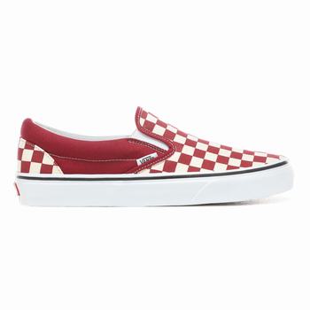 Vans Checkerboard - Naisten Slip-on kengät - Punainen